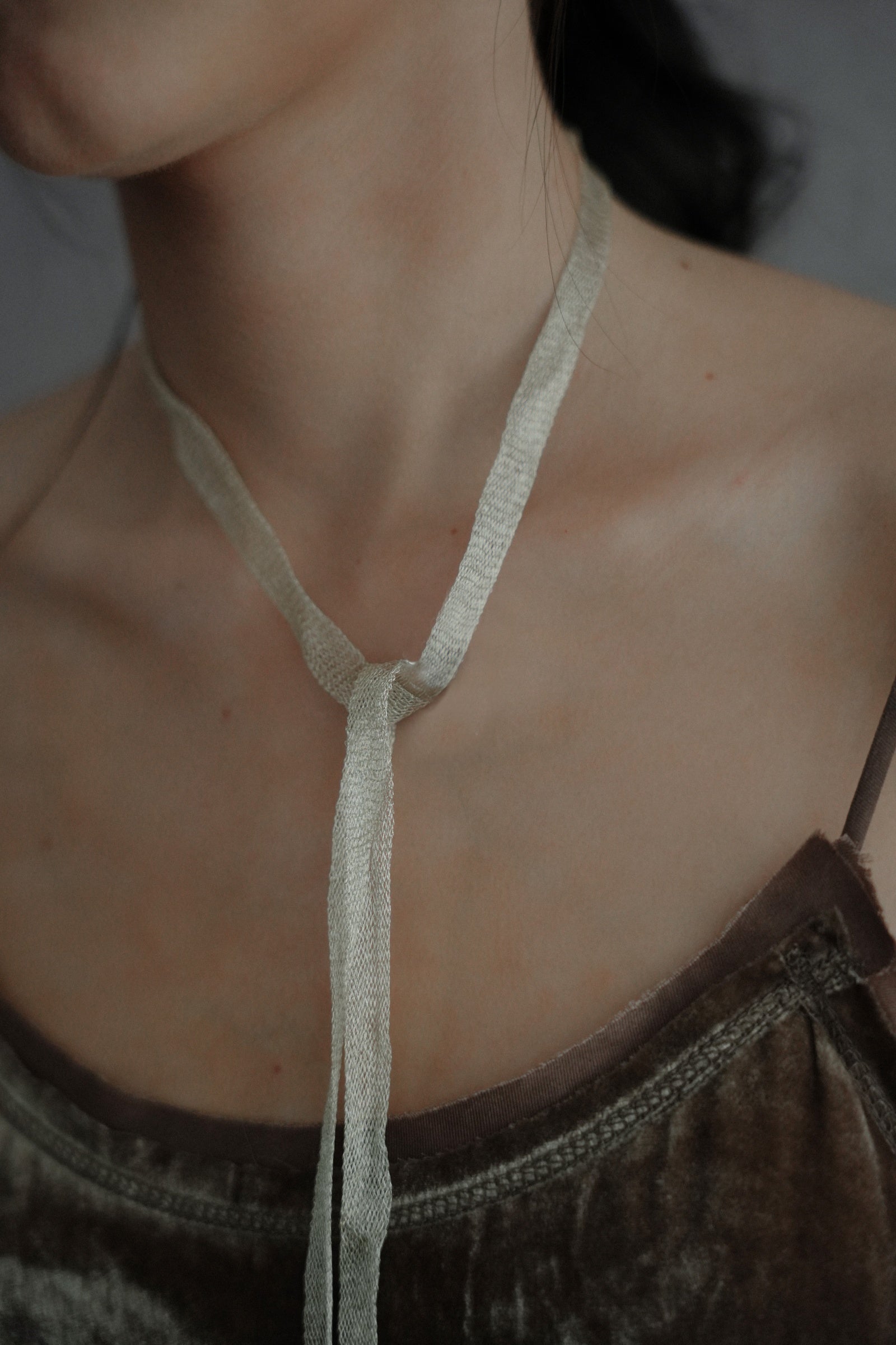 Hope Silver Ribbon Necklace