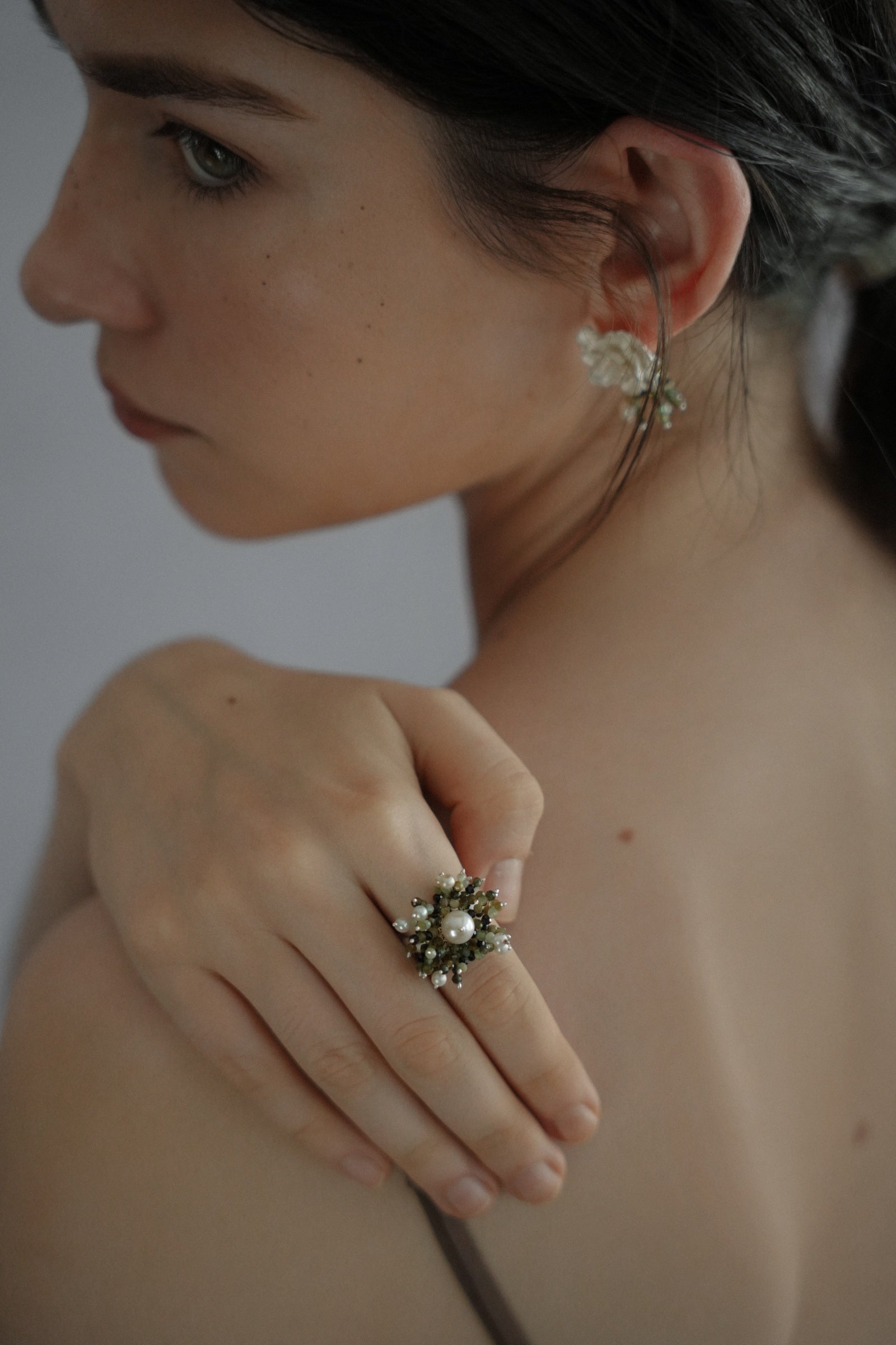 Wave Tassel Pearl Ring