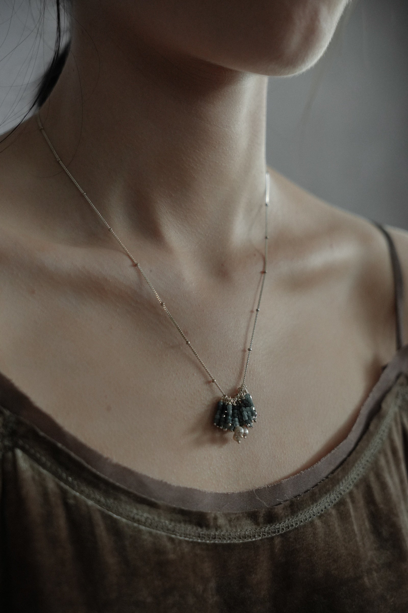 Blue/Green Tassel Bead Necklace