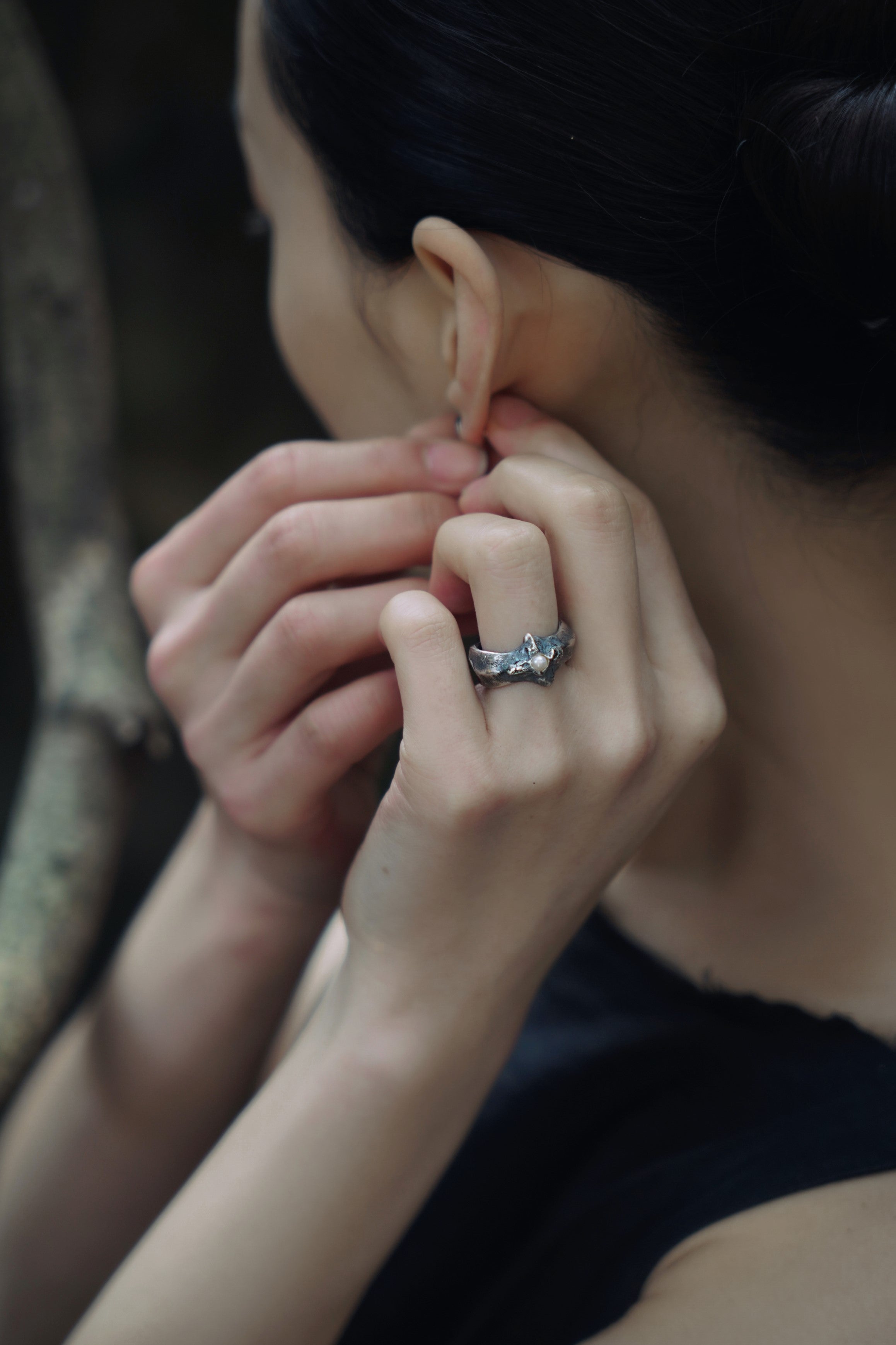 Still Leaf Pearl Ring