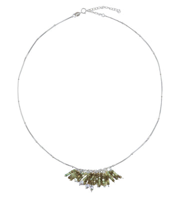 Blue/Green Tassel Bead Necklace