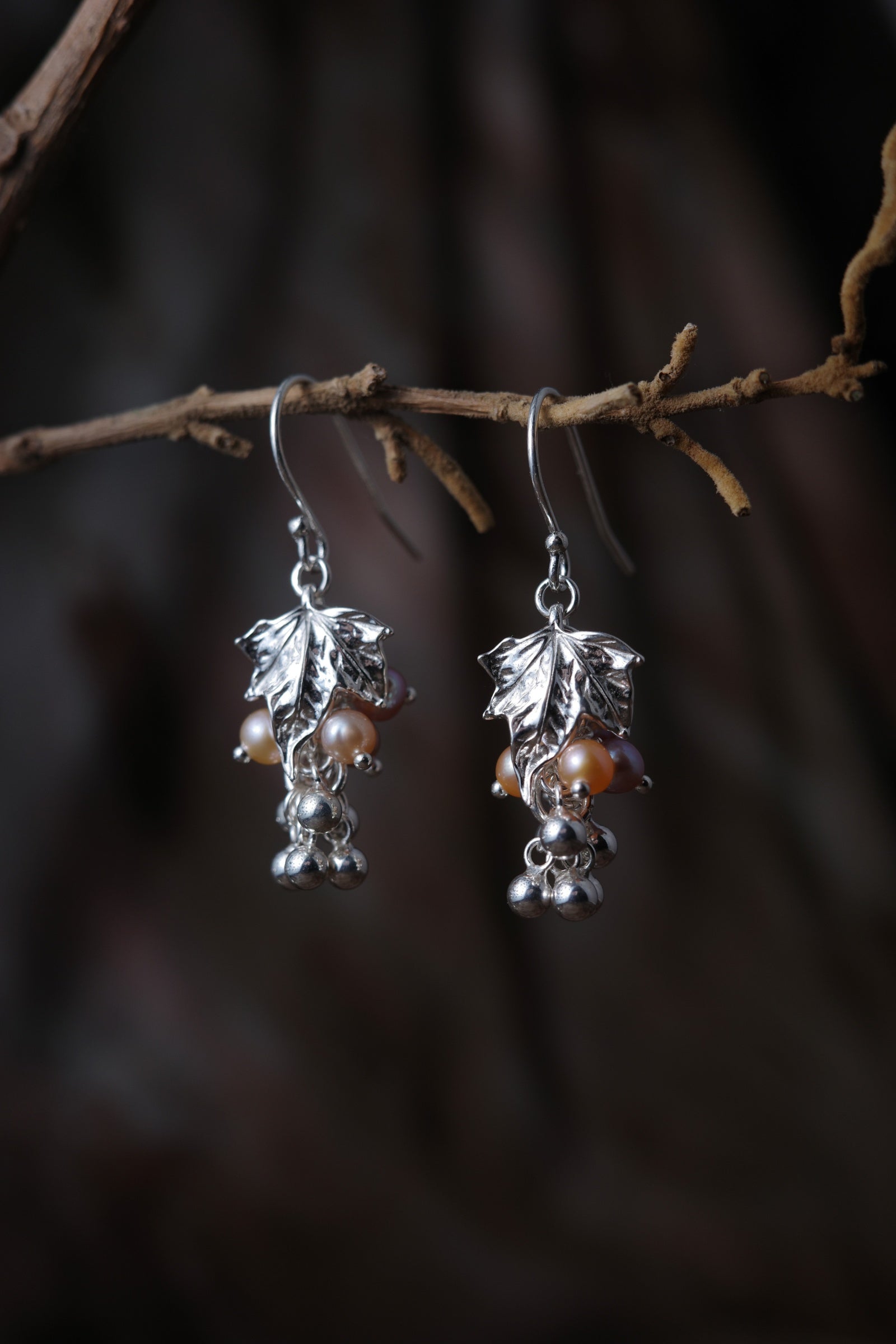 Grape Leaf Spirit Fruit Earrings