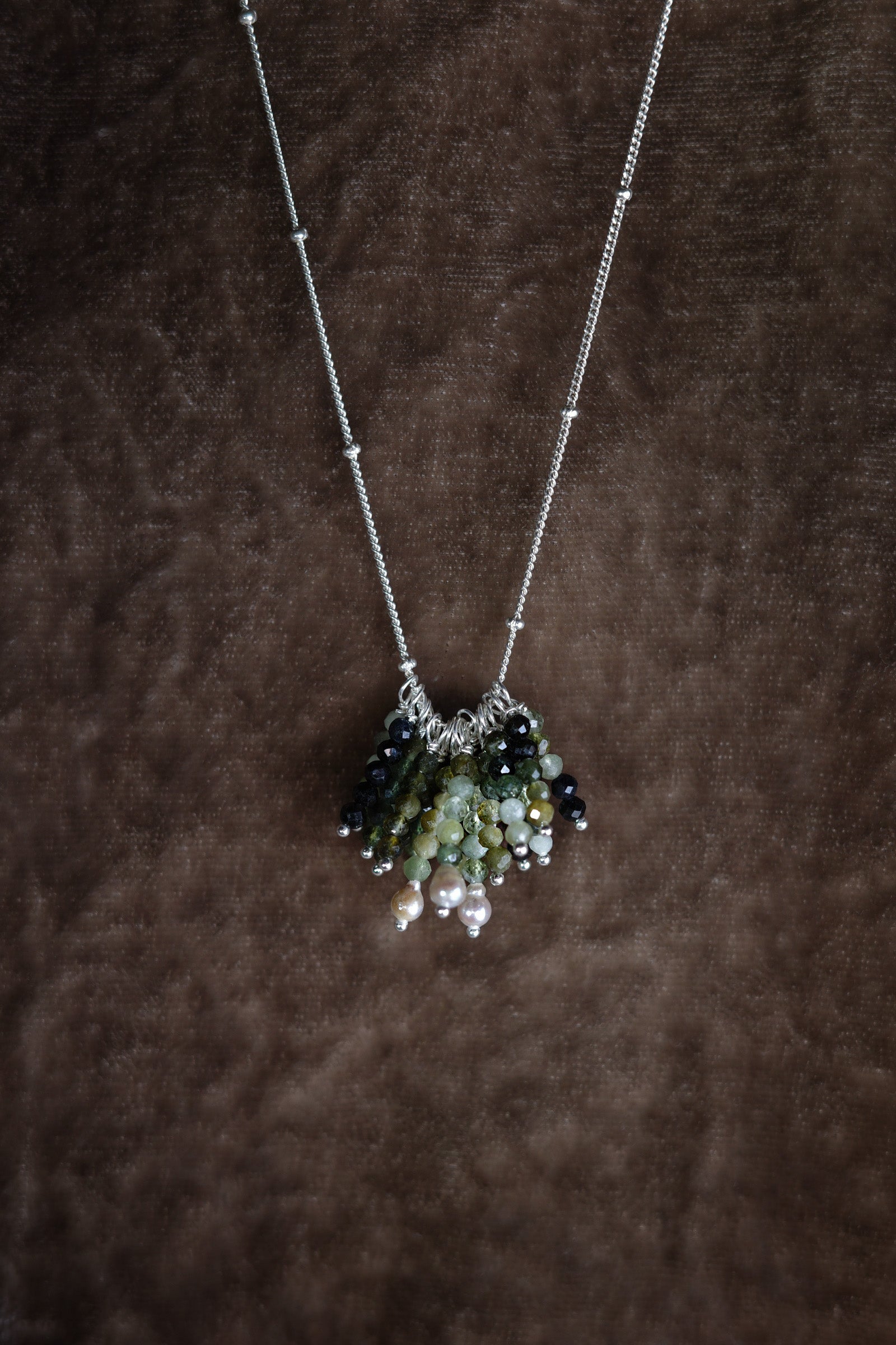 Blue/Green Tassel Bead Necklace