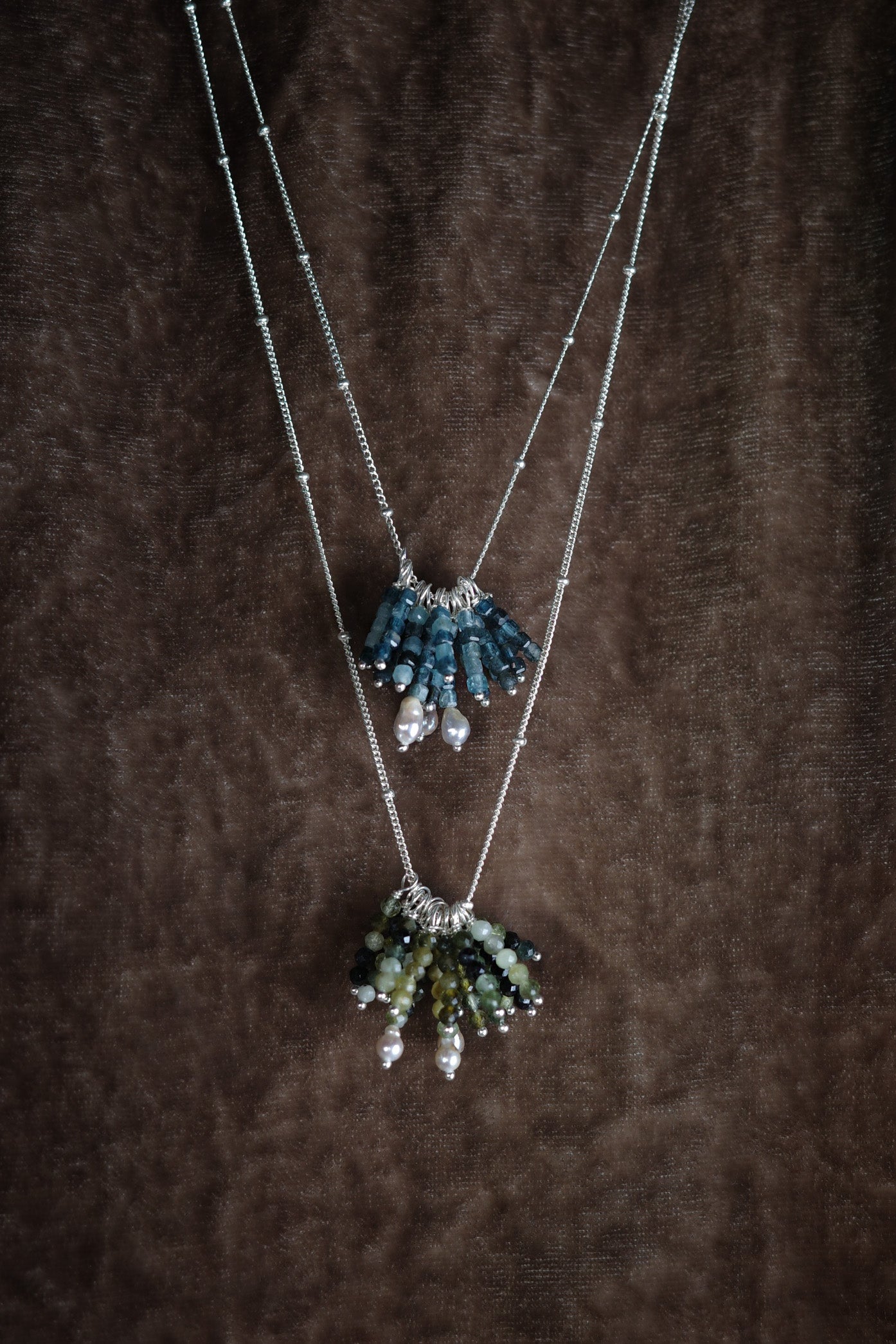 Blue/Green Tassel Bead Necklace