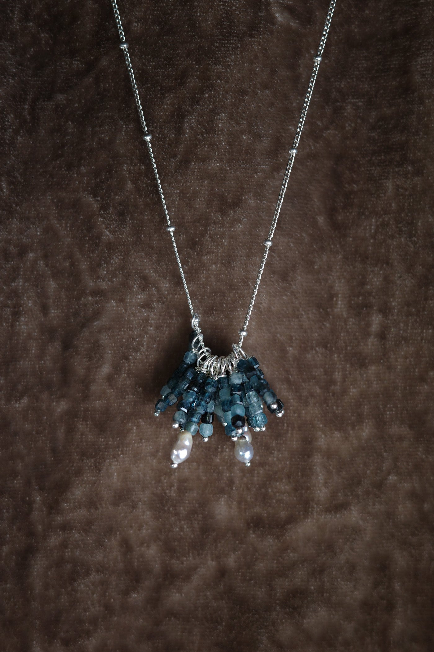 Blue/Green Tassel Bead Necklace