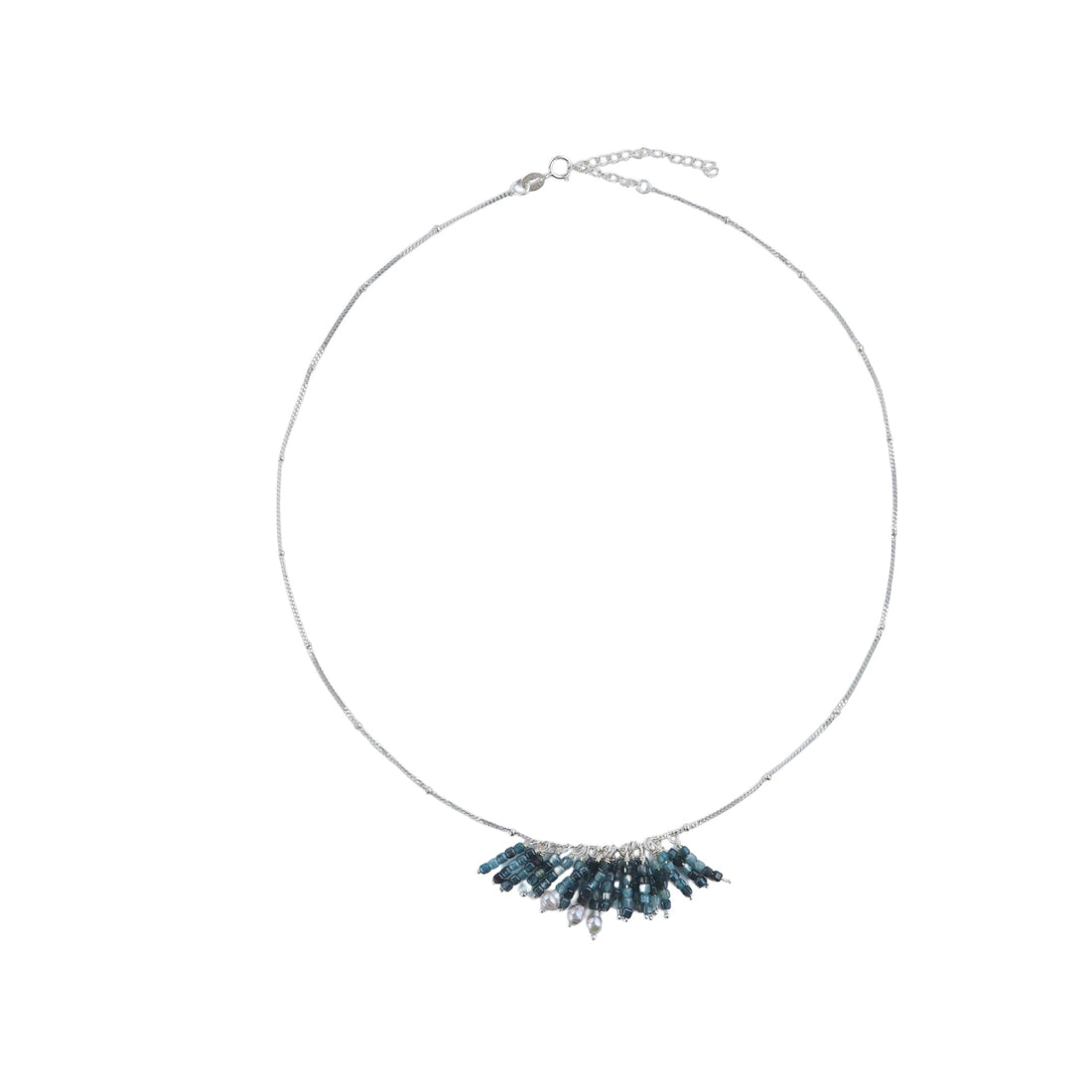 Blue/Green Tassel Bead Necklace