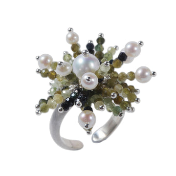 Wave Tassel Pearl Ring